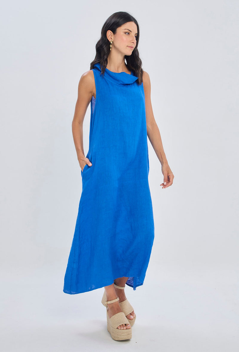 Vestido Largo Cuello Drapeado - Foto 1